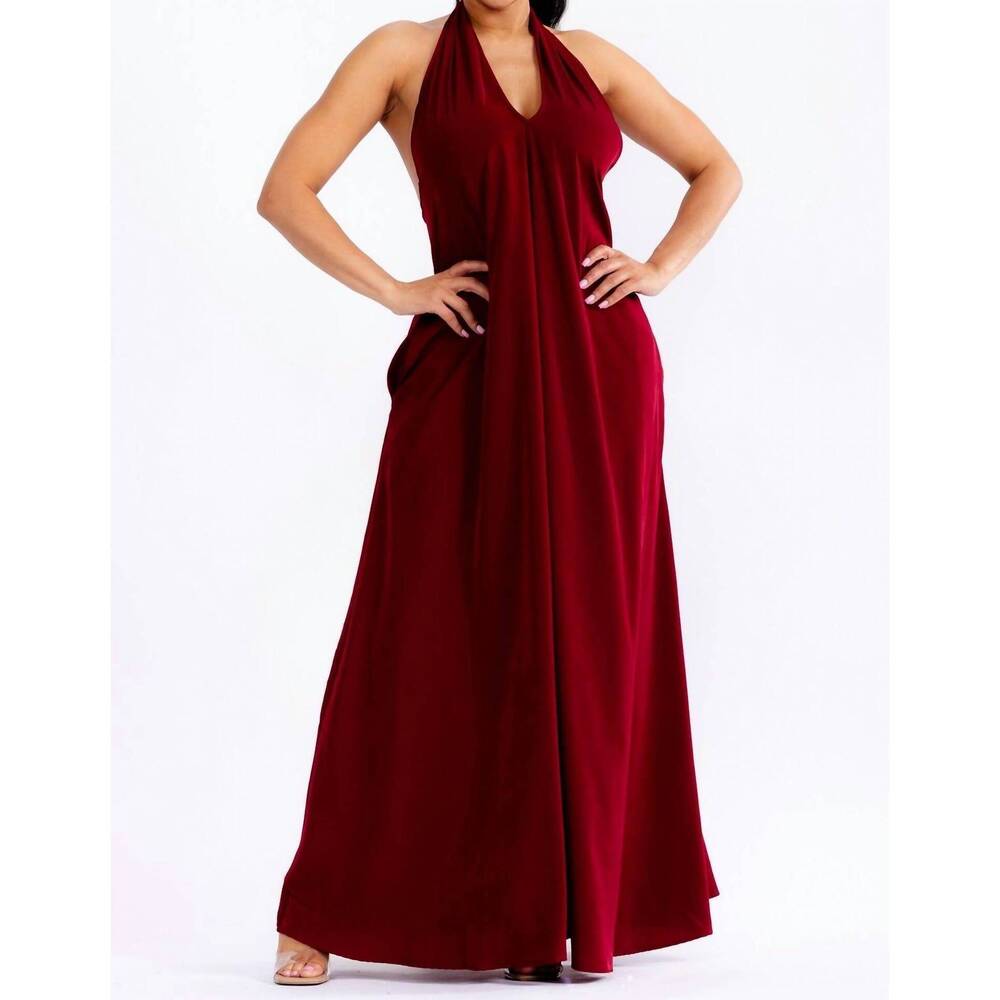 NEW KAREN T DESIGN halter neck maxi dress. in white